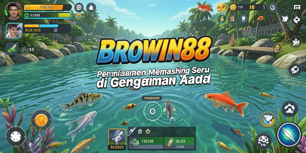 Tampilan utama gameplay BROWIN88 dengan suasana memancing yang realistis.