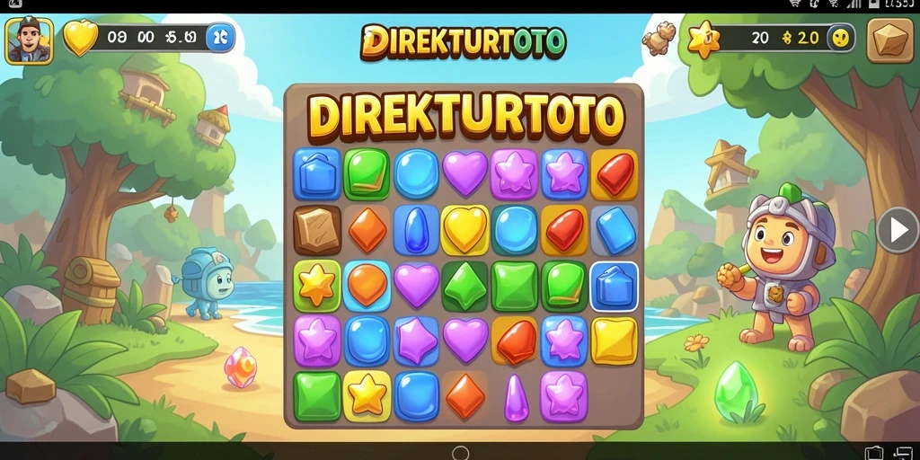 Screenshot gameplay DIREKTURTOTO dengan elemen Match-3 yang menarik.