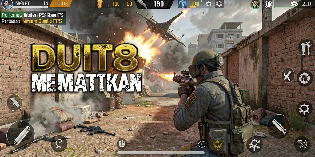 Screenshot gameplay DUIT8 menampilkan aksi seru dalam pertempuran FPS.