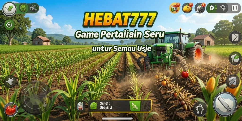 Tampilan gameplay seru HEBAT777 dengan aktivitas bertani.