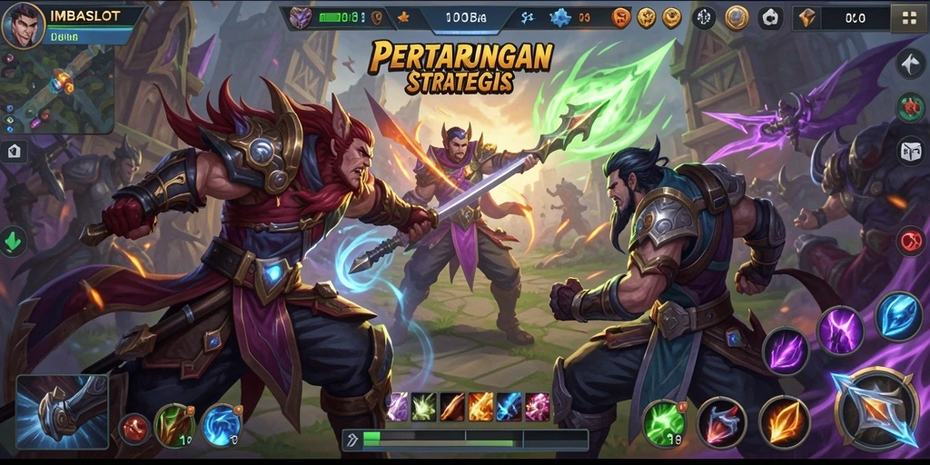Tampilkan aksi seru dalam pertarungan MOBA IMBASLOT.