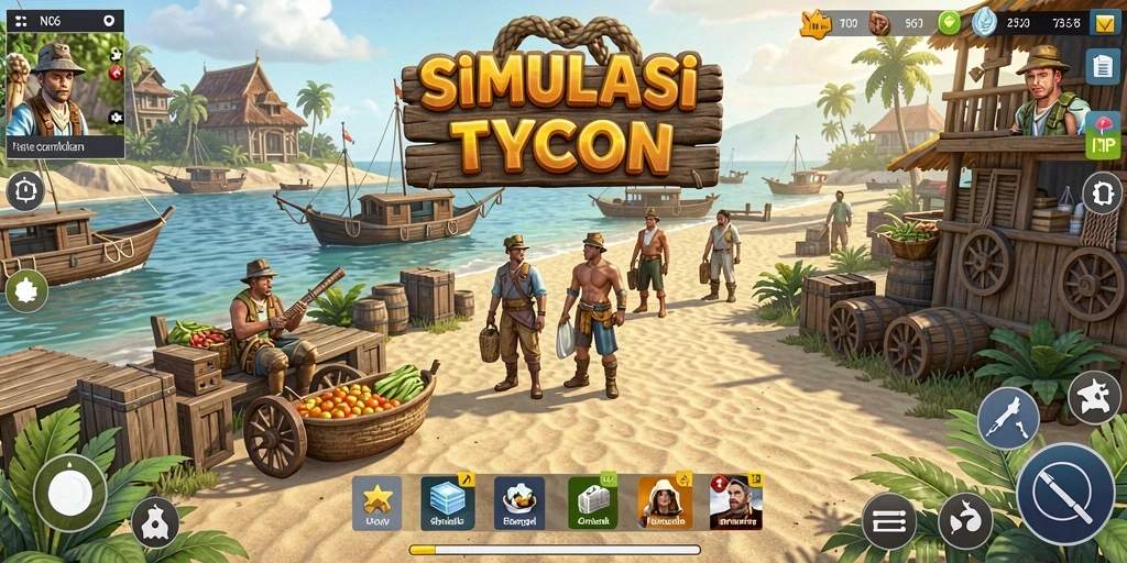Screenshot gameplay N06 memperlihatkan manajemen bisnis yang dinamis dan menarik.