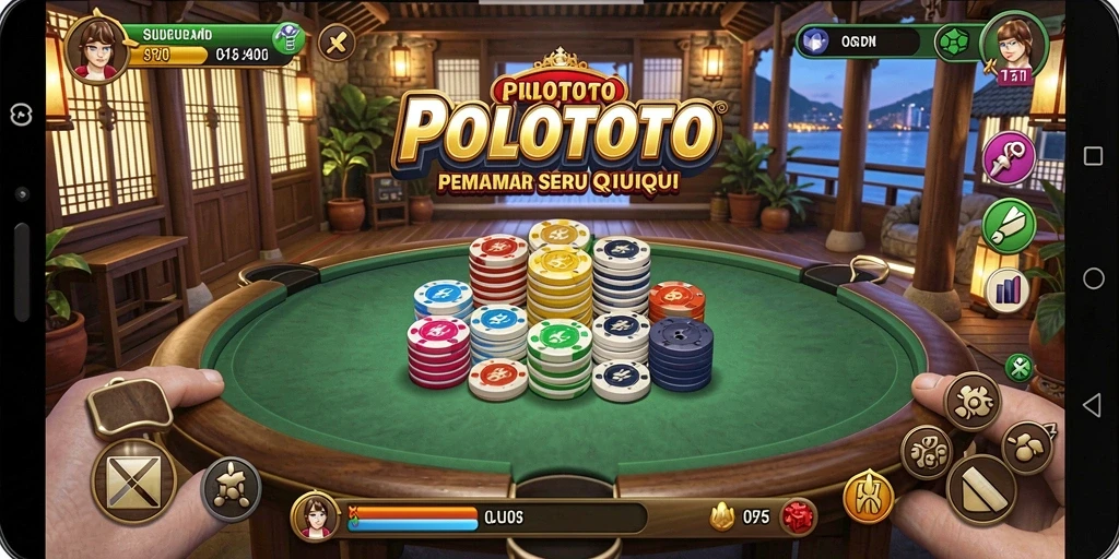 Screenshot POLOTOTO menunjukkan antarmuka gameplay QiuQiu yang menarik.