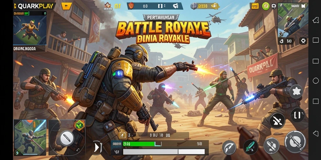 Tangkapan layar gameplay seru dari pertarungan Battle Royale di QUARKPLAY.