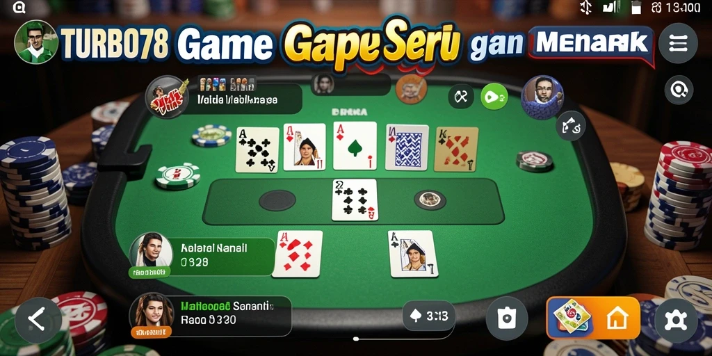 Tampilan menarik dari gameplay TURBO78 dalam permainan Gaple.