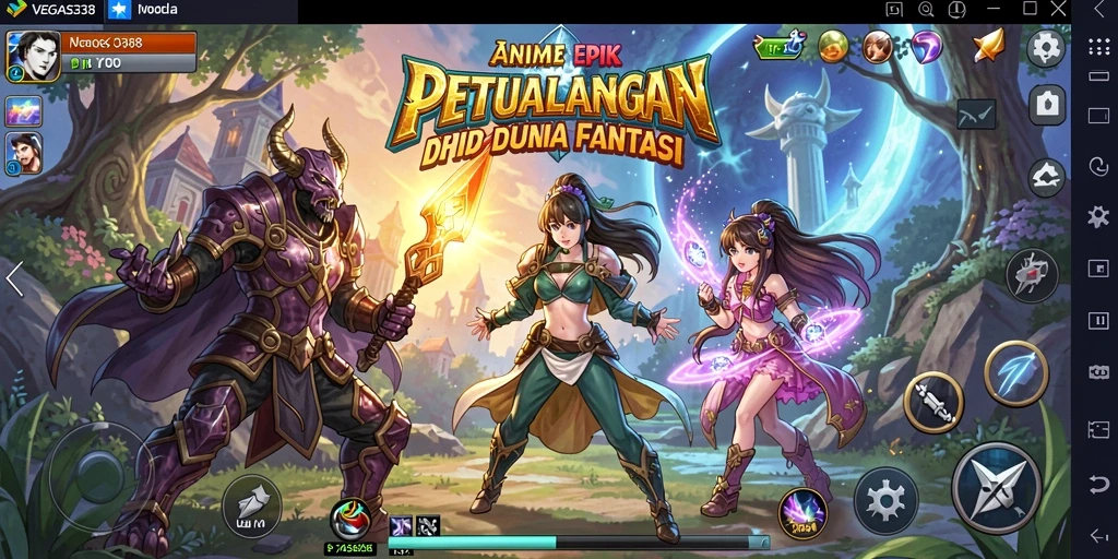 Tampilan gameplay yang menakjubkan dari VEGAS338 dengan karakter Anime.