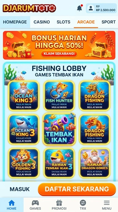 Tampilan aplikasi Djarumtoto yang modern dan intuitif.